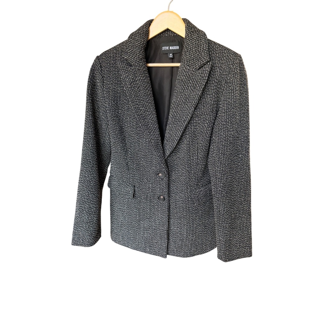 STEVE MADDEN Justine Women's Blazer Jacket Textured Lined Black Size M